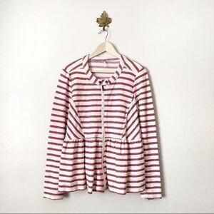Free People Stripe Boucle Full Zip Peplum Jacket